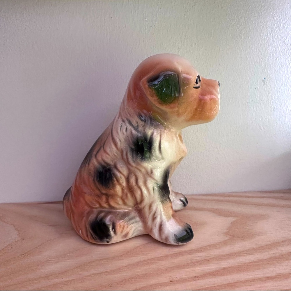 VINTAGE Dog Ceramic Glass Dog Figurine Figure